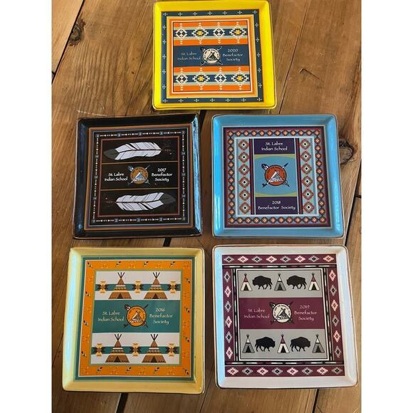 5 St. Labre Indian School benefactor Society Plates/Trinket Dishes 2016-2020 - Picture 1 of 6